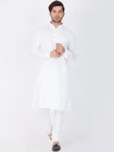 VASTRAMAY Men White Kurta with Churidar