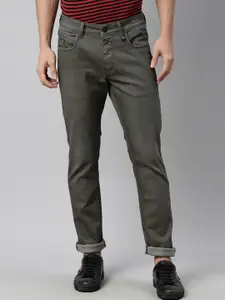 RARE RABBIT Men Olive Green Mid-Rise Slim Fit Jeans