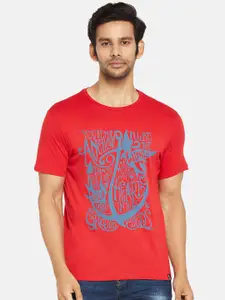 People Men Red Graphic Printed Cotton Pure Cotton T-shirt