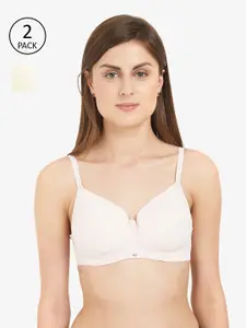 Soie Pack of 2 Pink & Cream-Coloured Full Coverage Lightly Padded Everyday Bra