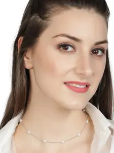 AQUASTREET Silver-Plated & White Oval Pearl Necklace