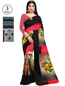 KALINI Pack Of 3 Multicoloured Printed Sarees