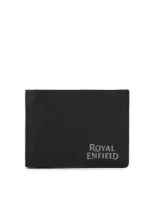 Royal Enfield Men Charcoal & Red Textured Synthetic Two Fold Wallet