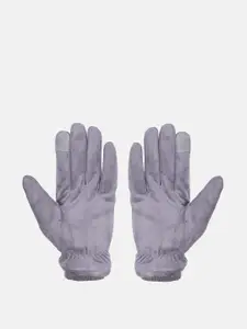 FabSeasons Women Grey Solid Suede Winter Gloves