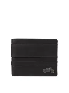 Royal Enfield Men Charcoal Solid Leather Two Fold Wallet