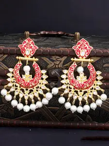 Sukkhi Pink Contemporary Chandbali Earrings