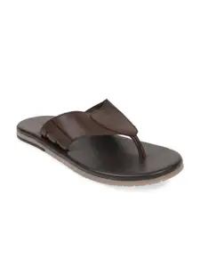 Regal Men Brown & Black Leather Comfort Sandals