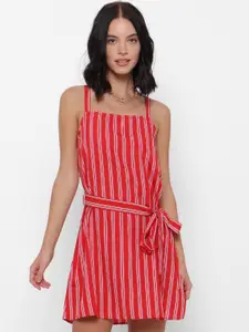FOREVER 21 Red Striped A-Line Mini Dress