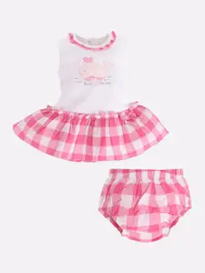 BABY GO Infant Girls Checked Dress with Brief
