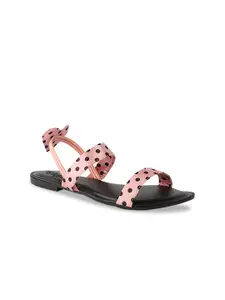 Shoetopia Girls Pink Printed Open Toe Flats