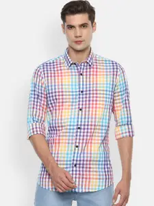 Van Heusen Sport Van Heusen Men Yellow Slim Fit Checked Casual Shirt