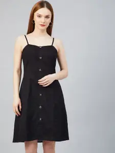 Marie Claire Black A-Line Cotton Dress