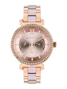 GIORDANO Women Rose Gold-Toned Embellished Dial Analogue Watch GD-2075-33