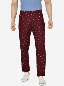beevee Men Printed Pure Cotton Straight-Fit Cotton Track Pant