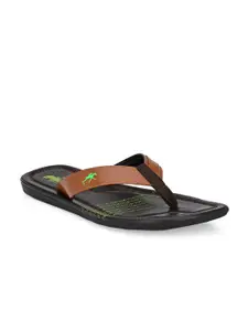 Hitz Men Tan Brown & Black Comfort Sandals