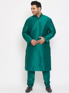 VASTRAMAY Men Green Kurta with Pyjamas