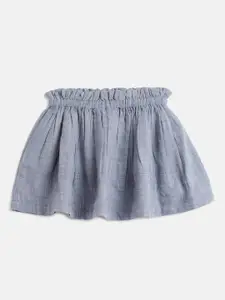 Kids On Board Girls Blue Solid Flared Double Gauze Mini Skirt