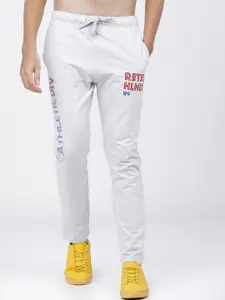 HIGHLANDER Men Off White Typography Printed Slim-Fit Track Pants