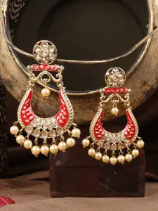 ANIKAS CREATION Red Contemporary Chandbalis Earrings