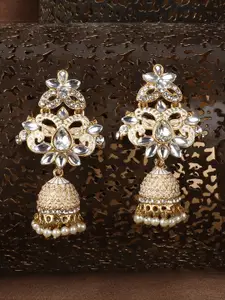 ANIKAS CREATION Women Gold-Toned Contemporary Jhumkas Earrings