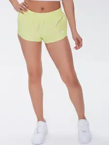 FOREVER 21 Women Yellow Mid-Rise Regular Shorts
