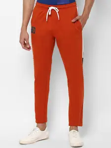 Allen Solly Men Orange & White Solid Straight-Fit Joggers
