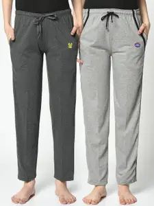 VIMAL JONNEY Pack Of 2 Grey Solid Lounge Pants