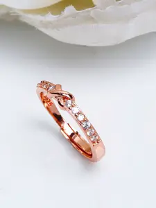 Shining Diva Fashion Rose Gold Plated  Cubic Zirconia Adjustable Ring