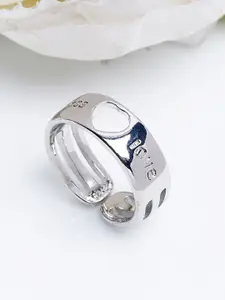 Shining Diva Fashion Platinum-Plated Silver-Toned Cubic Zirconia-Studded Finger Ring