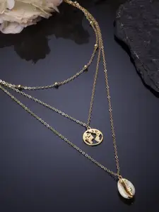 Shining Diva Fashion Gold-Toned Gold-Plated Layered Necklace