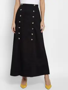 DEEBACO Black A-Line Maxi Skirt