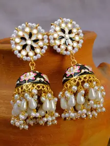 Crunchy Fashion Gold-Toned Contemporary Jhumkas Earrings