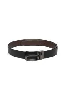 LOUIS STITCH Men Black & Coffee Brown Saffiano Textured Leather Reversible Formal Belt