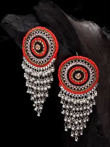 Moedbuille Red Silver-Plated Classic Drop Earrings