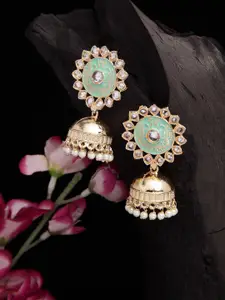 Shining Diva Green Contemporary Jhumkas Earrings