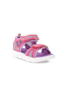 Bubblegummers Girls Pink & Purple Textured Sports Sandals