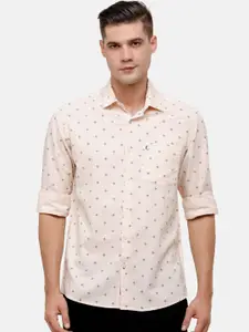 CAVALLO by Linen Club Men Peach-Coloured Printed Cotton-Linen Casual Shirt