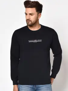 Octave Men Navy Blue Solid Sweatshirt