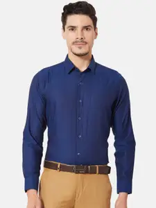 Oxemberg Men Navy Blue Slim Fit Cotton Formal Shirt
