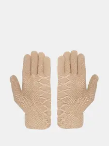 FabSeasons Unisex Brown Acrylic Woolen Winter Gloves