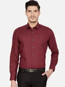 Oxemberg Men Maroon Slim Fit Printed Formal Shirt