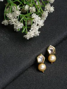 Ruby Raang Gold-Plated Contemporary Studs Earrings