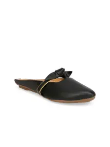 Denill Women Black Mules with Bows Flats