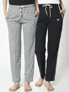 VIMAL JONNEY Women Black & Grey Pack Of 2 Lounge Pants
