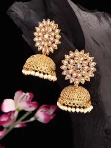 Shining Diva Gold-Toned Contemporary Jhumkas Earrings