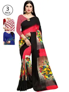 KALINI Pack of 3 Poly Georgette Saree