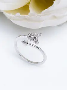 Shining Diva Fashion Women Platinum-Plated Silver-Toned Cubic Zirconia-Studded Finger Ring