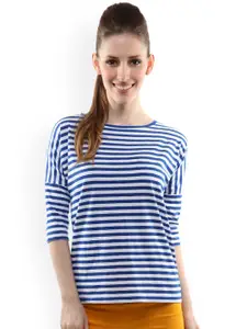 Miss Chase White & Blue Striped Top