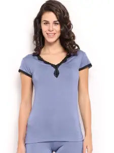 Amante Women Blue Lace Lounge Top SGLC01