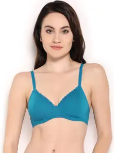 Amante Blue Solid Lightly Padded Non-Wired Full Coverage T-Shirt Bra BFCV32